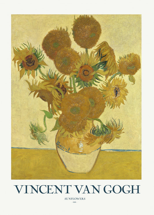 Van Gogh "Sunflowers With Text" Art Print