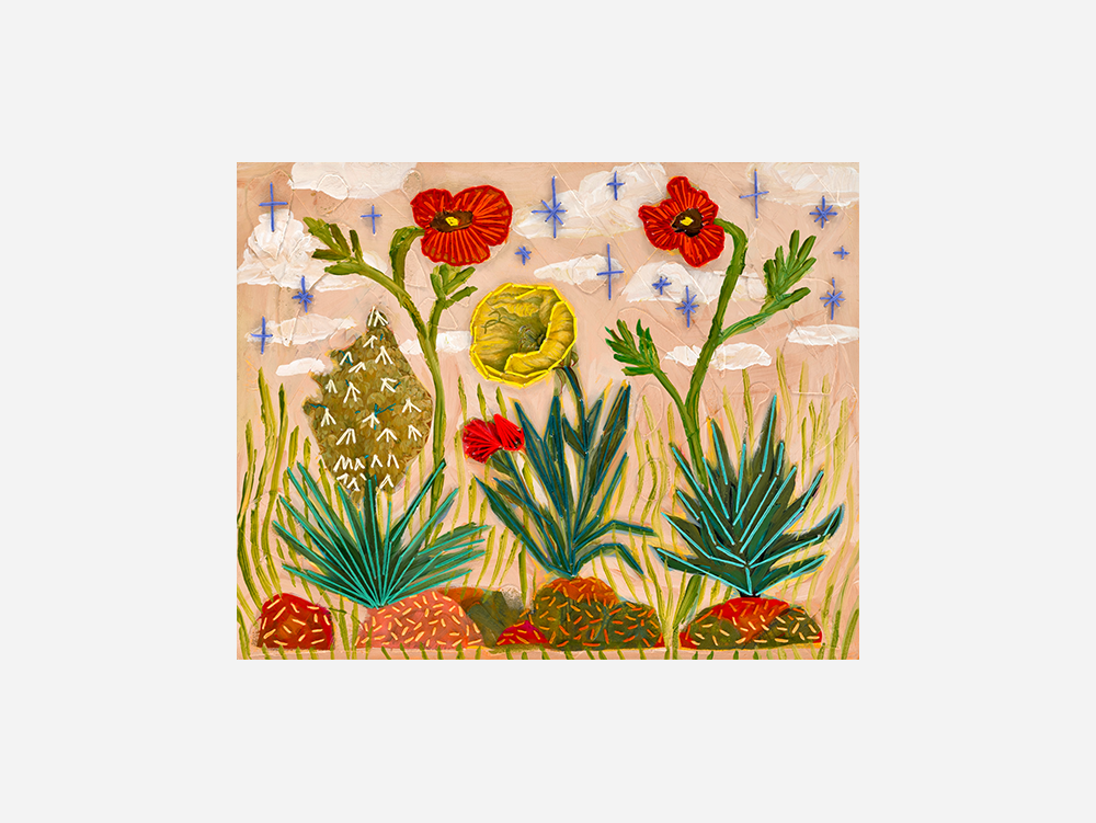 Embroidered Poppies Art Print