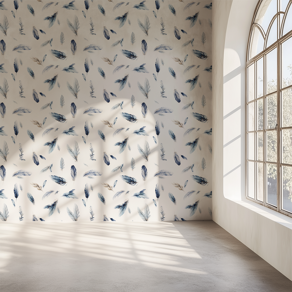 Feather White Wallpaper