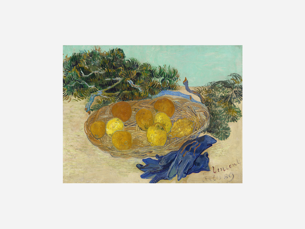 Van Gogh "Still Life of Oranges and Lemons with Blue Gloves (1889)" Art Print