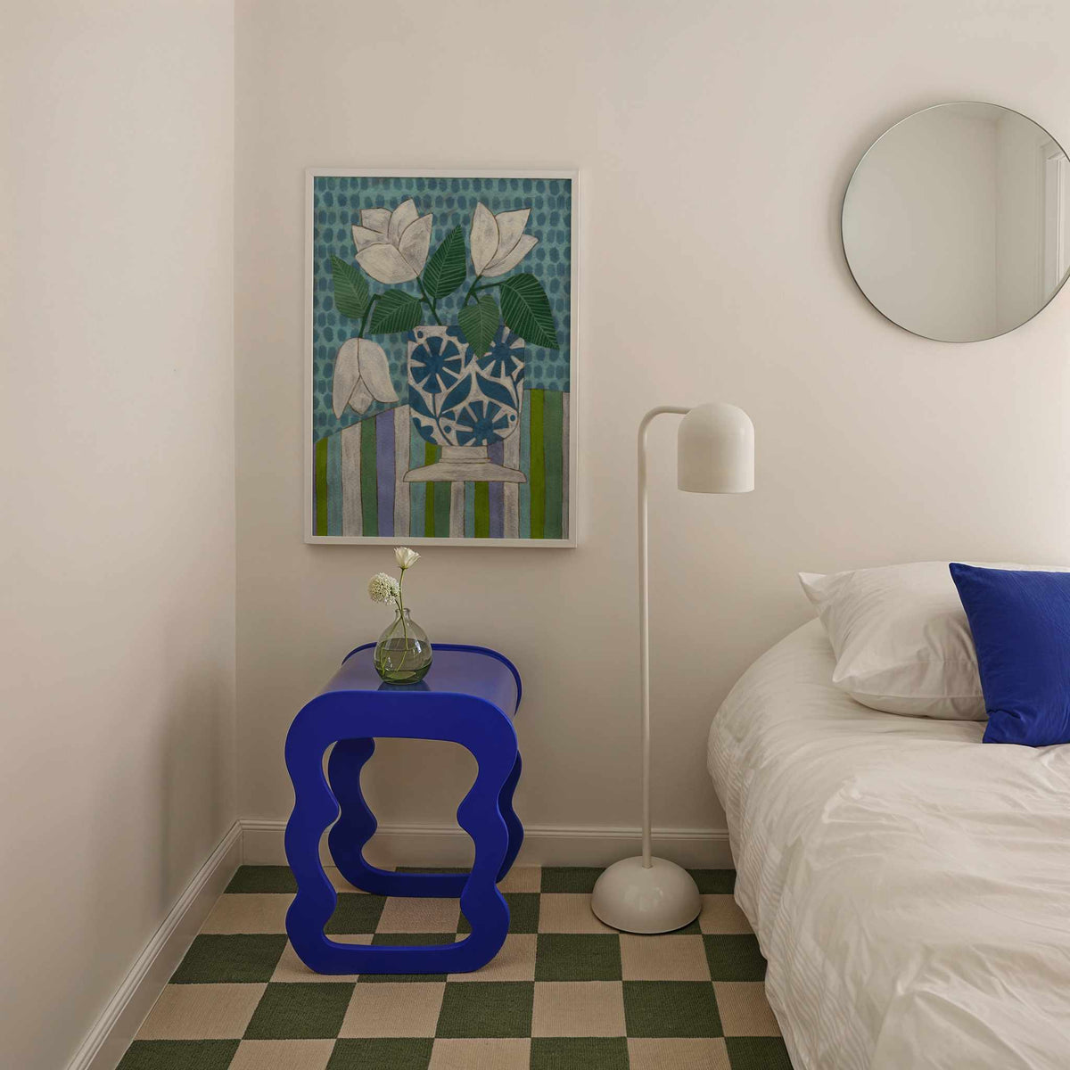 Fresh Blooms Blue Vase