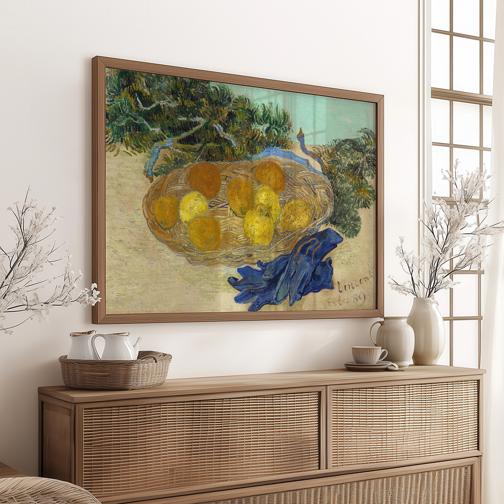 Van Gogh "Still Life of Oranges and Lemons with Blue Gloves (1889)" Art Print