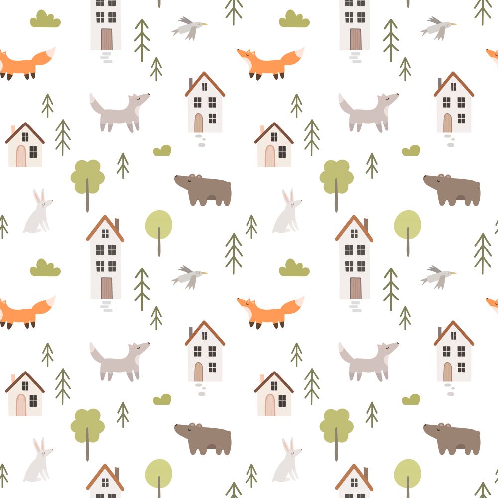 Little Homes and Fox Wallpaper