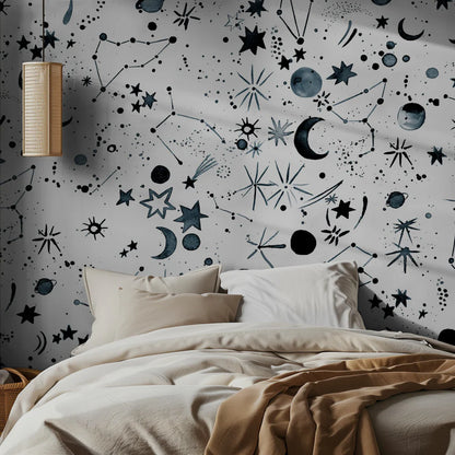 Galaxy Planets Moon White