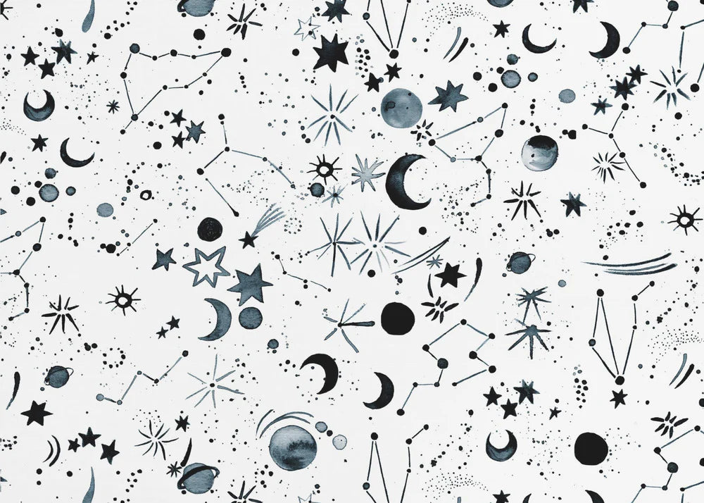 Galaxy Planets Moon White