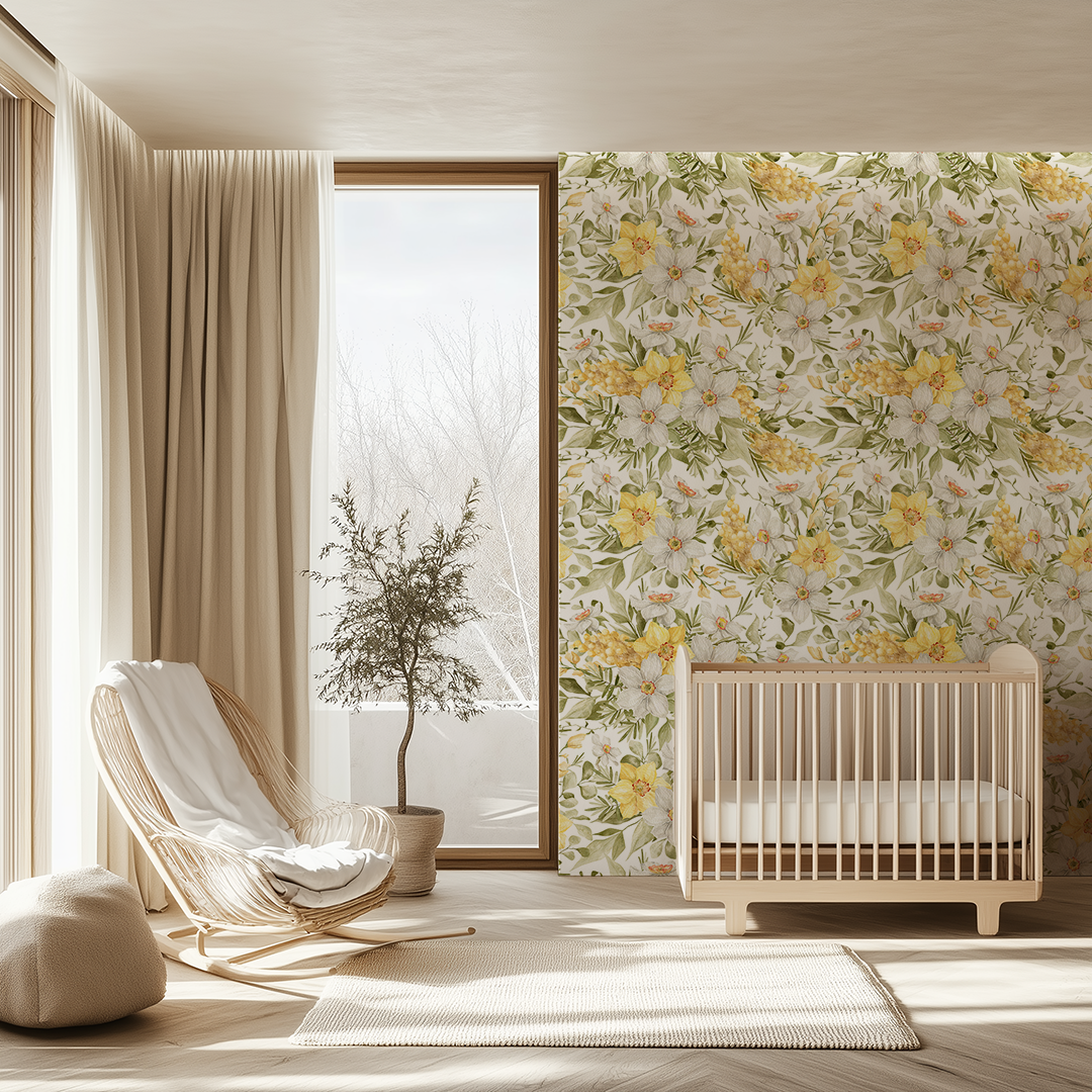 Adah - Grace Yellow Flora Wallpaper